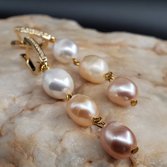 GG Unique Jewelry Jewelry - Earrings Gold Genuine Pearls